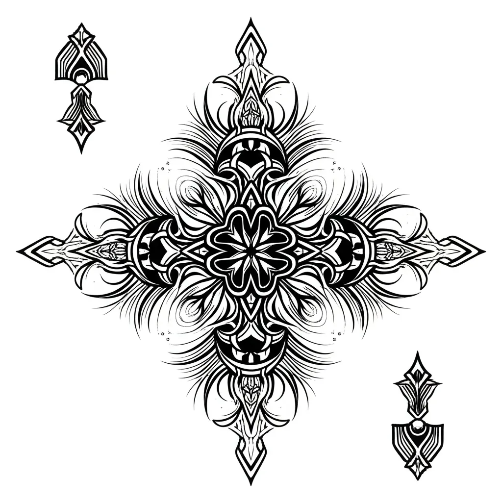Cyber Sigilism Floral Cross Playing Card Tattoo Design Cyber Sigilism Floral Cross Playing Card Tattoo Design