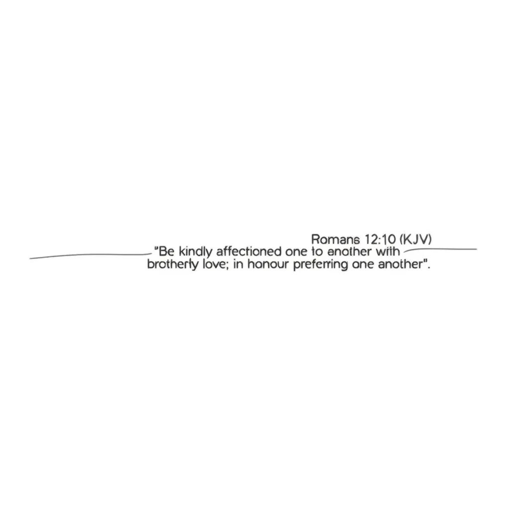 Minimalist Romans 12:10 Tattoo Design - Brotherly Love Scripture Minimalist Romans 12:10 Tattoo Design - Brotherly Love Scripture