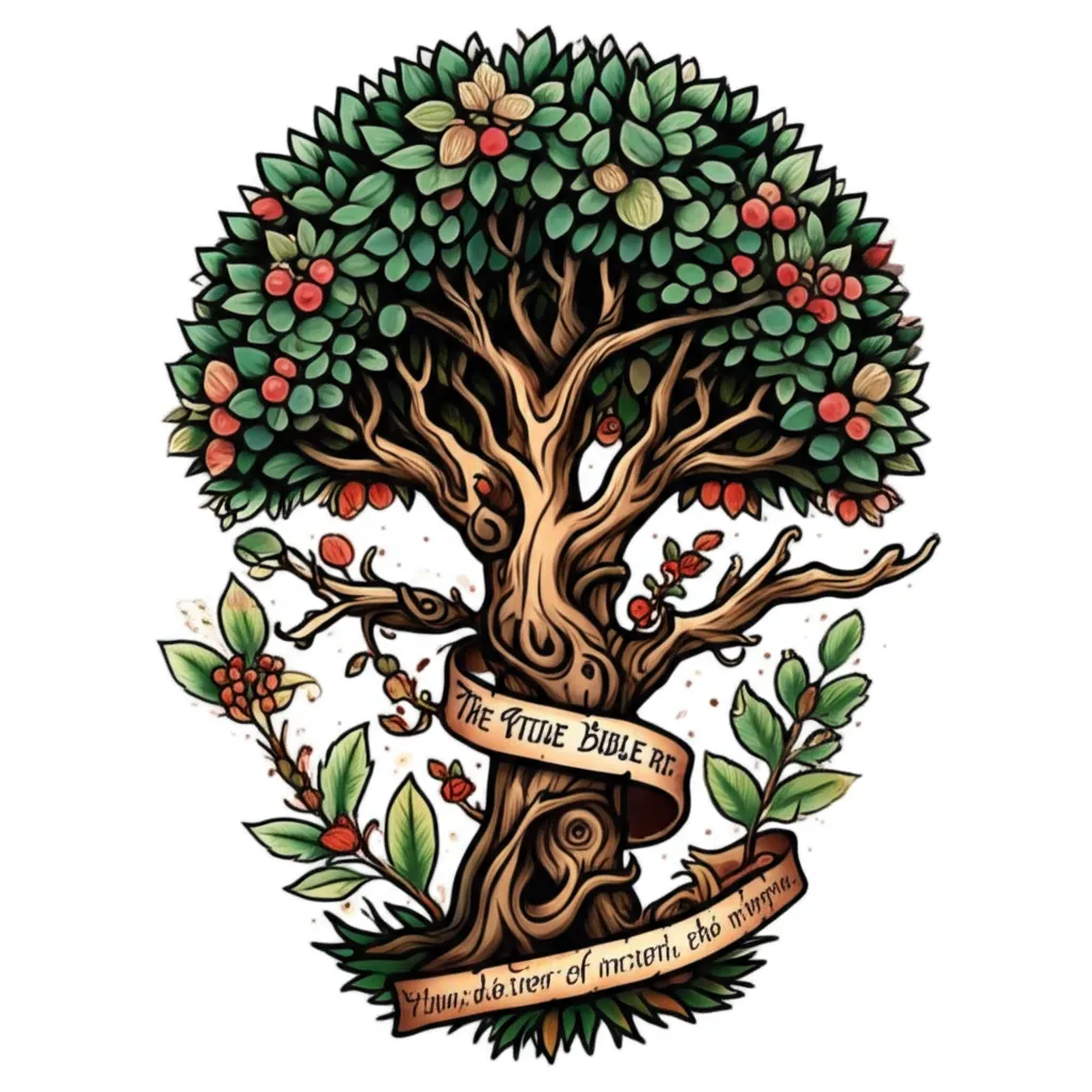 Neo-Traditional Tree of Life Tattoo with Bible Verse Neo-Traditional Tree of Life Tattoo with Bible Verse