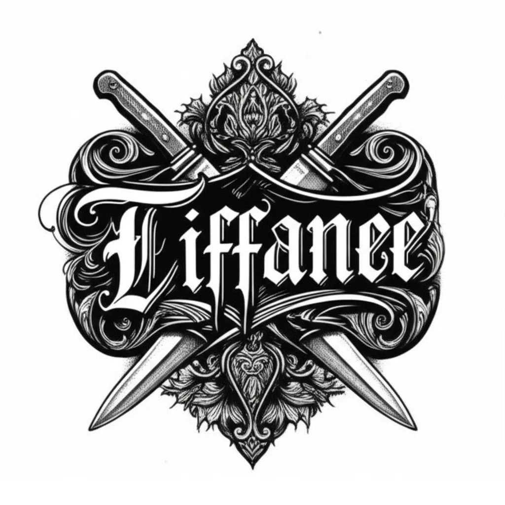 Tiffanee Name Tattoo with Knives - Gothic Style Design