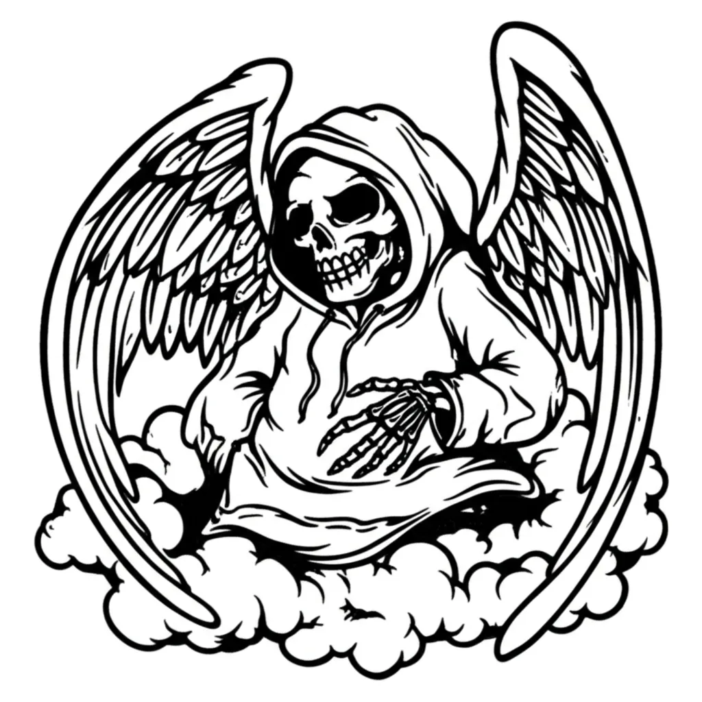 Graffiti Style Skeleton Angel Wings Tattoo Design Graffiti Style Skeleton Angel Wings Tattoo Design