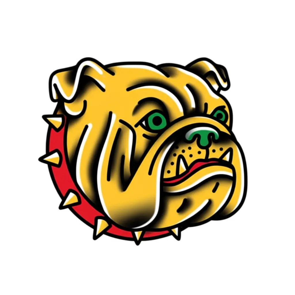 Old School Bulldog Tattoo Design