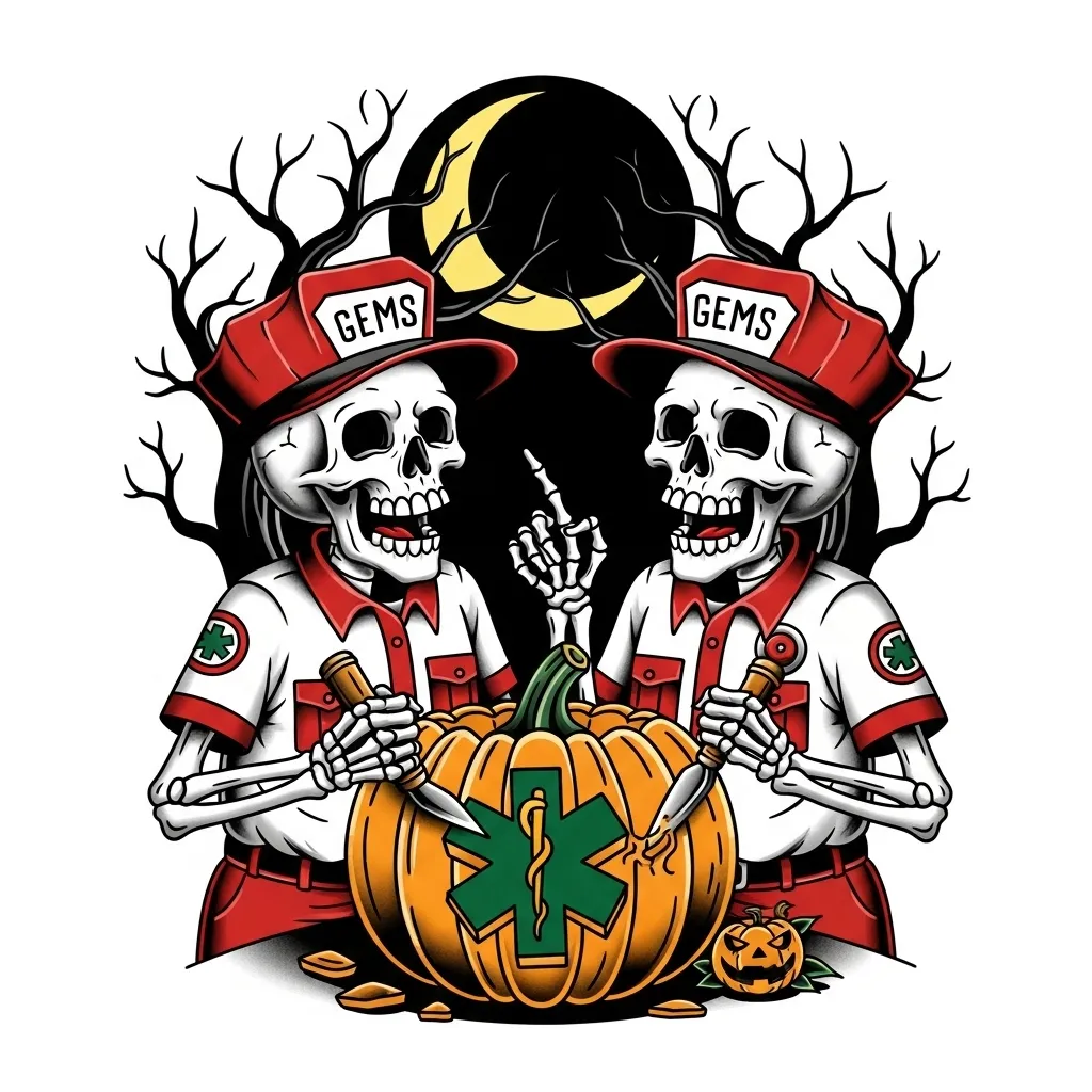 Old School Paramedic Skeleton Pumpkin Carving Tattoo Old School Paramedic Skeleton Pumpkin Carving Tattoo
