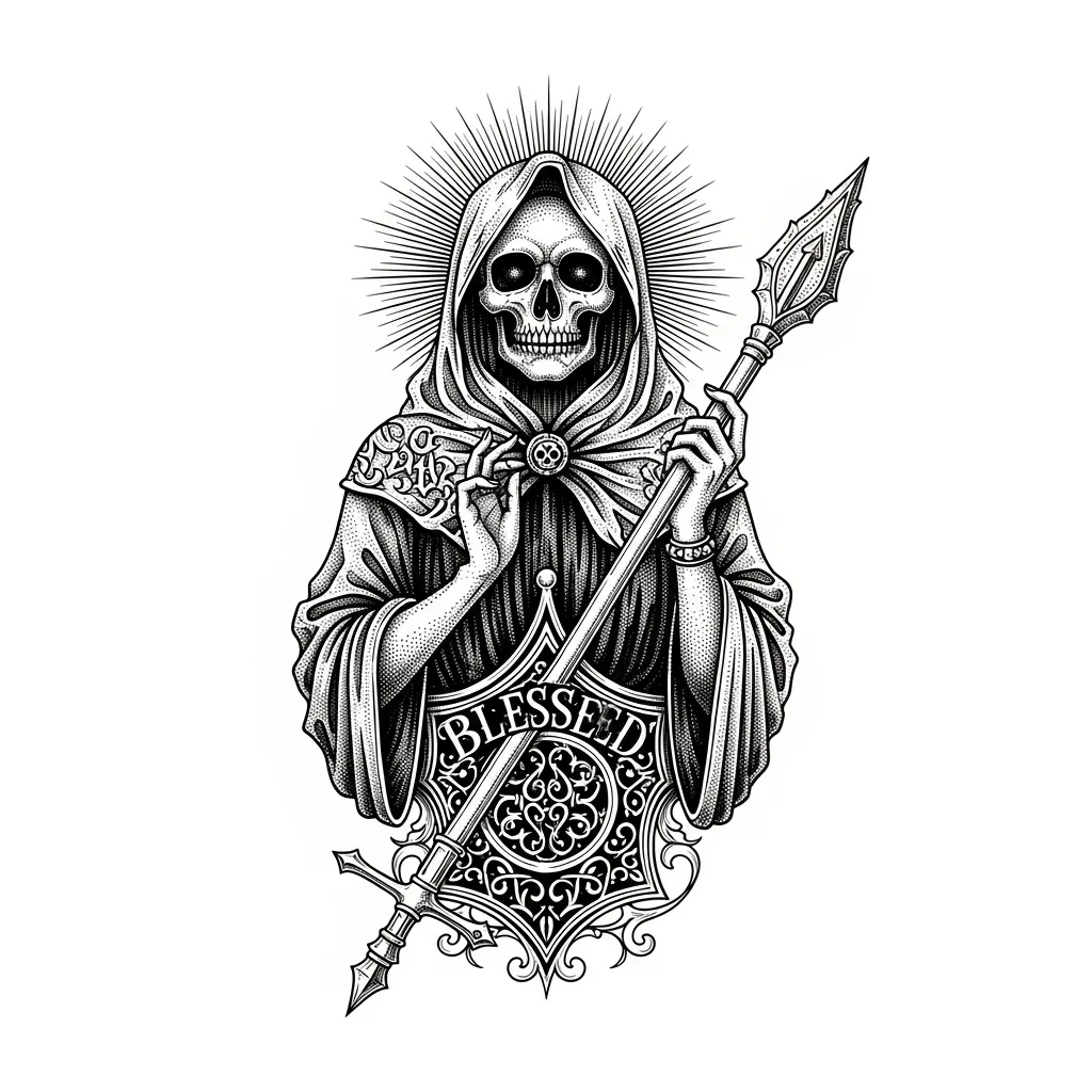 Blessed Gothic Grim Reaper Tattoo Design Blessed Gothic Grim Reaper Tattoo Design