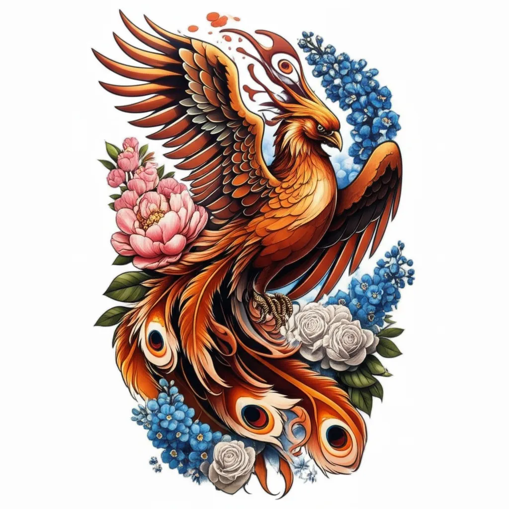Phoenix and Floral Neo-Traditional Full Arm Tattoo Design Phoenix and Floral Neo-Traditional Full Arm Tattoo Design