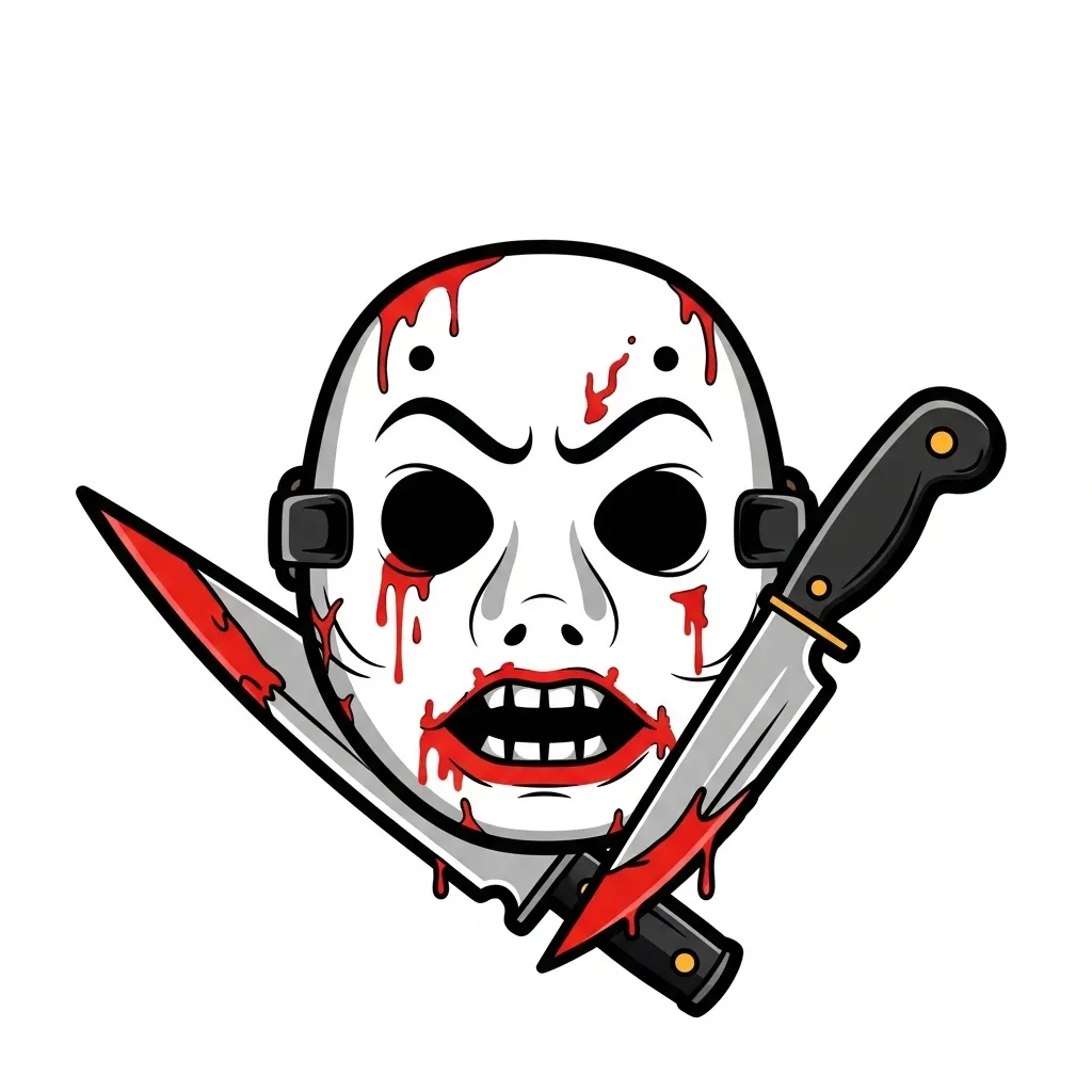 Scary Jason Mask with Knife Anime Tattoo Design