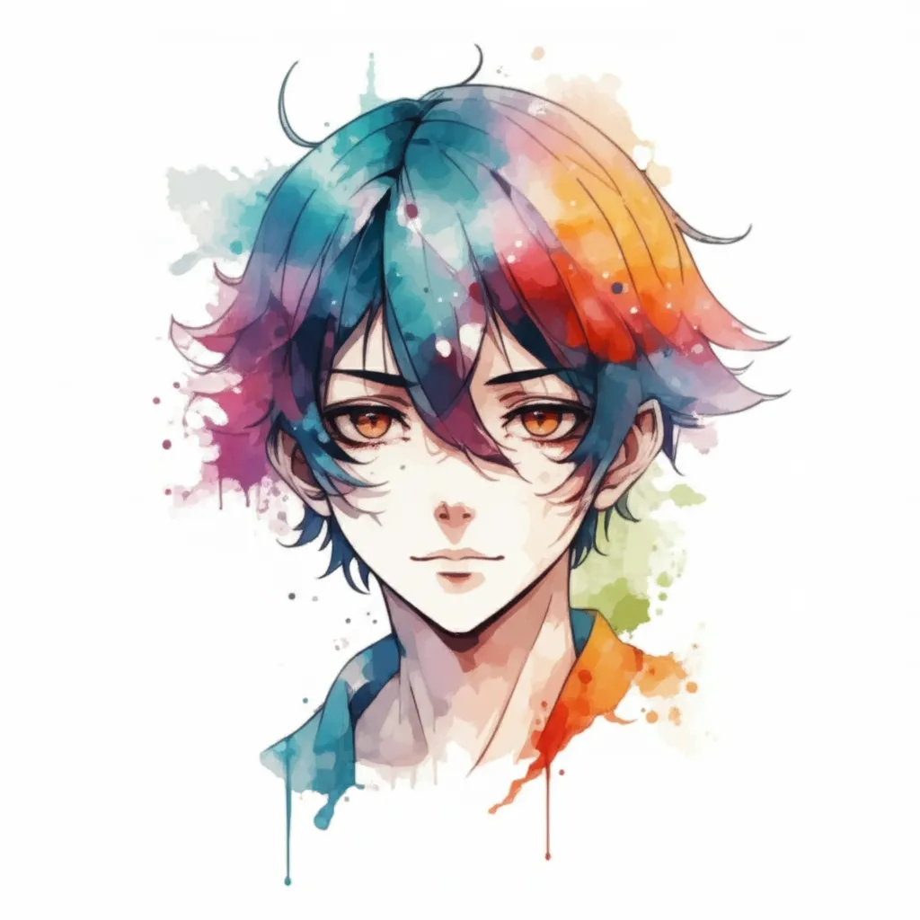 Watercolor Anime Character Tattoo Design