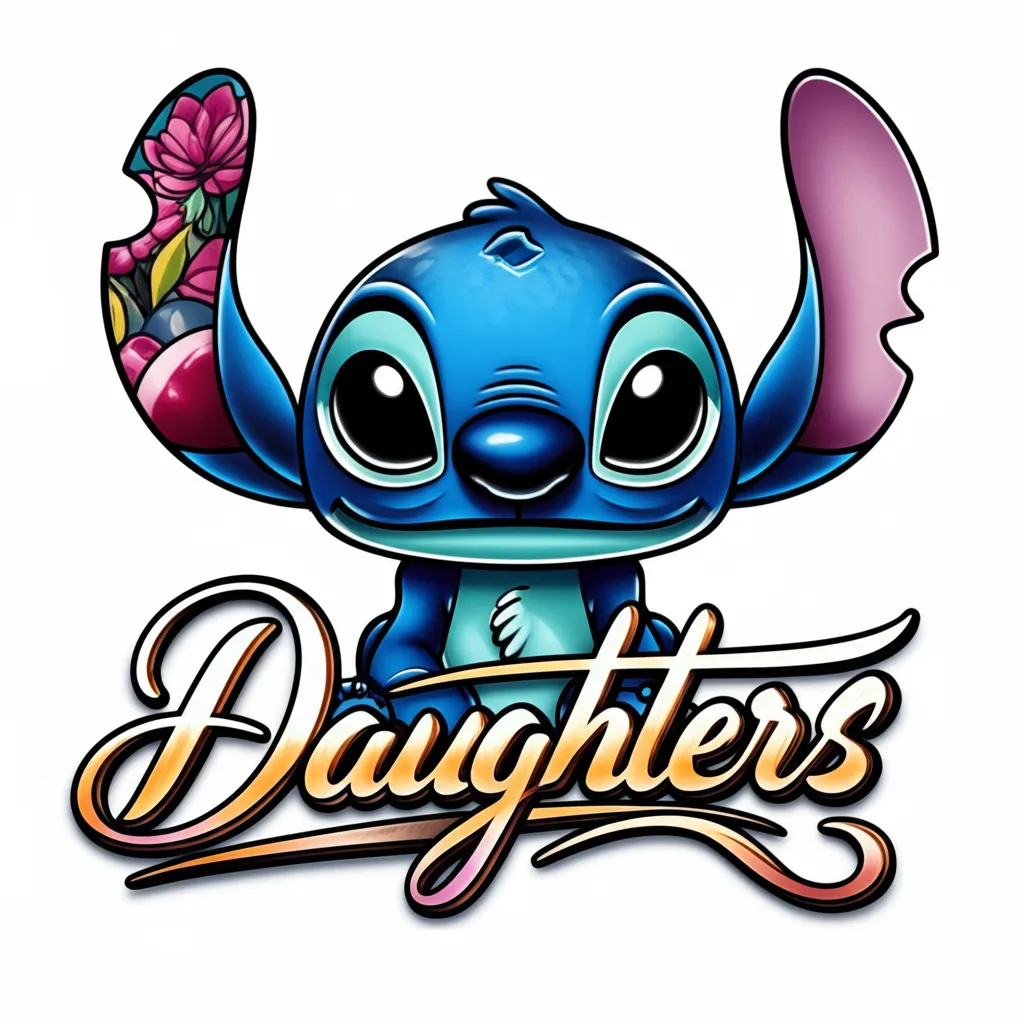 Daughter's Name Stitch Neo-Traditional Tattoo Design