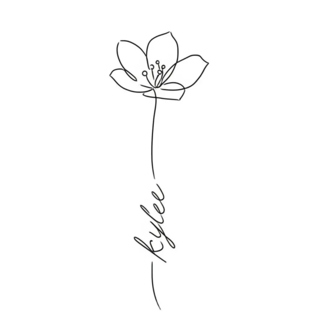Minimalist March Birth Flower Tattoo with Kylee Name Stem Minimalist March Birth Flower Tattoo with Kylee Name Stem