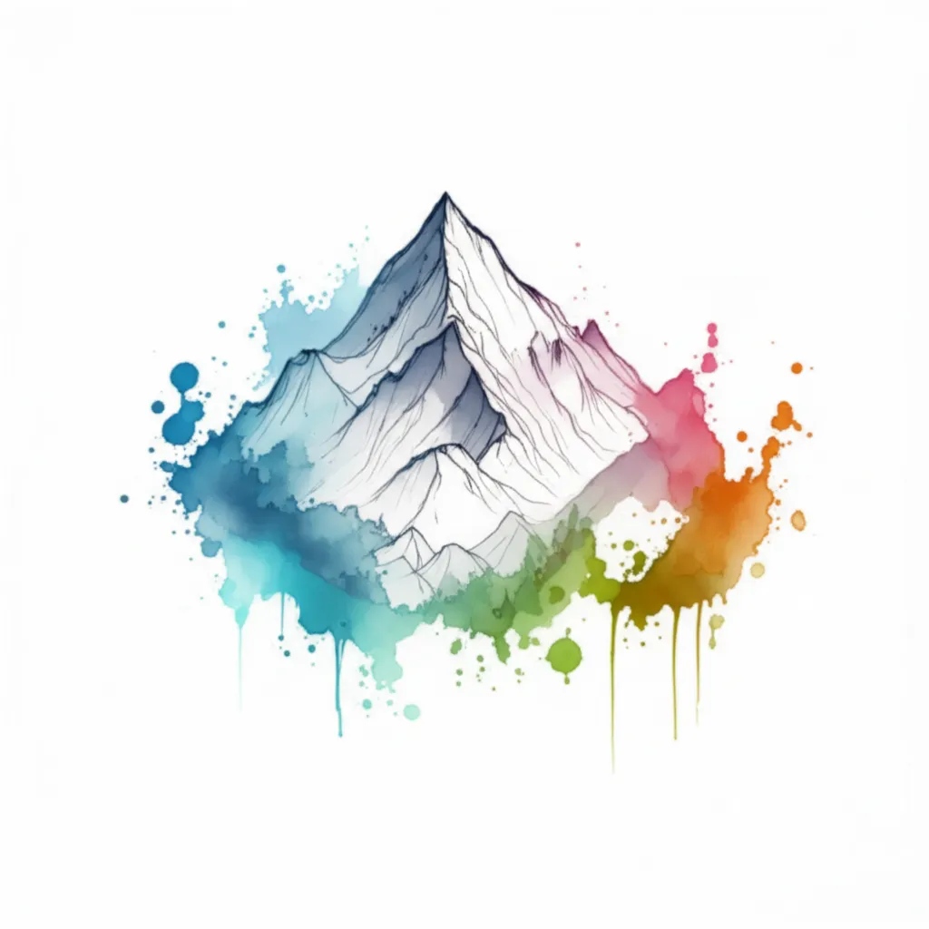 Watercolor Mountain Tattoo Design: Explore Nature's Beauty Watercolor Mountain Tattoo Design: Explore Nature's Beauty