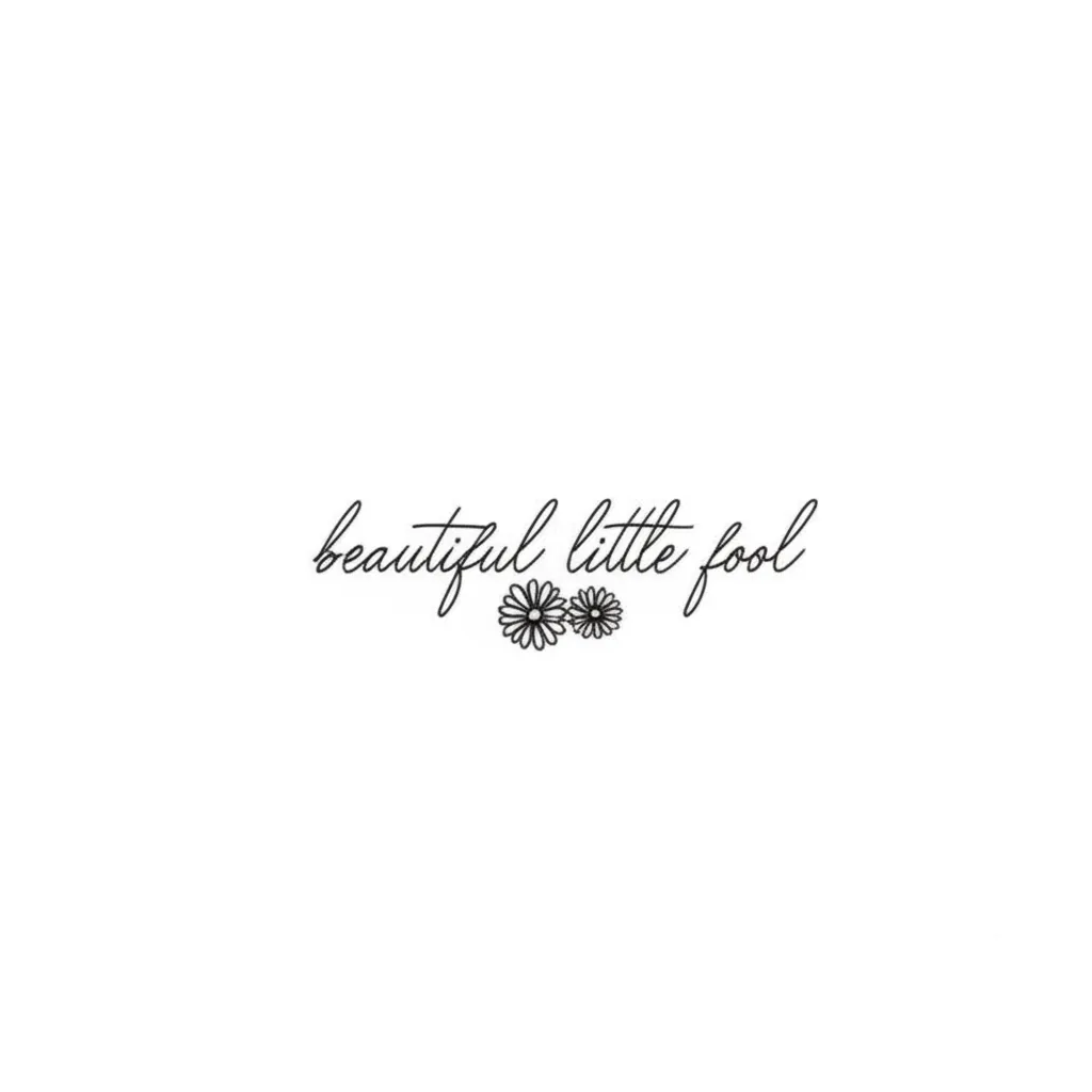 Beautiful Little Fool Tattoo with Daisies - Minimalist Script Design