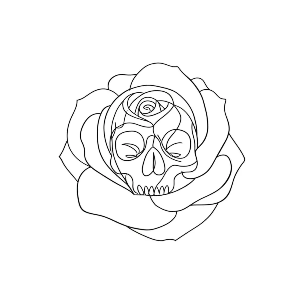 Minimalist Skull and Rose Tattoo Design