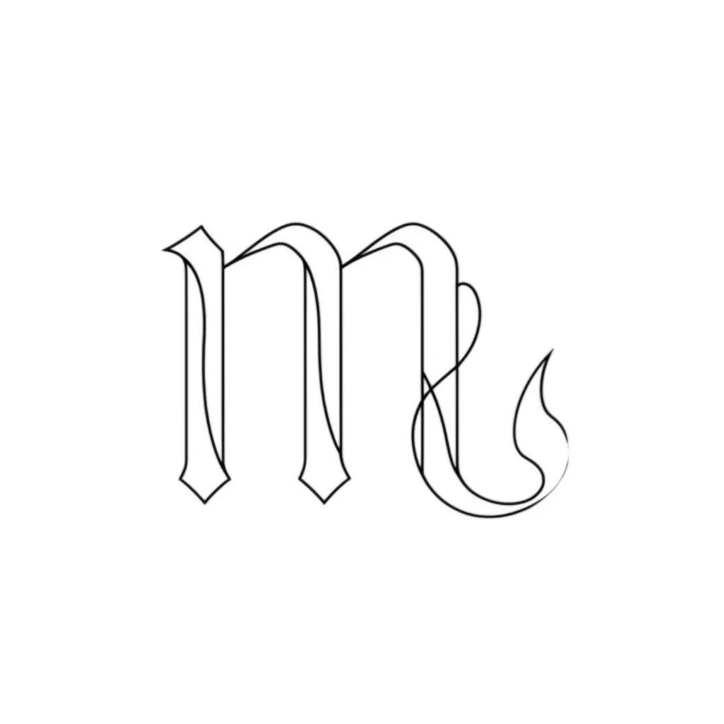 Minimalist Scorpio Symbol Old English Tattoo Design Minimalist Scorpio Symbol Old English Tattoo Design