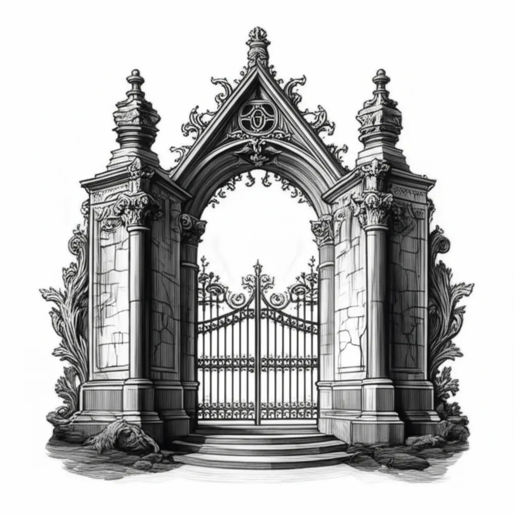 Illustrative Heavens Gates Tattoo Design