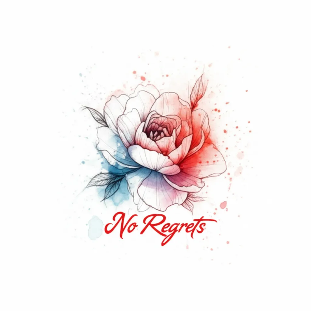 No Regrets Watercolor Flower Tattoo Design No Regrets Watercolor Flower Tattoo Design