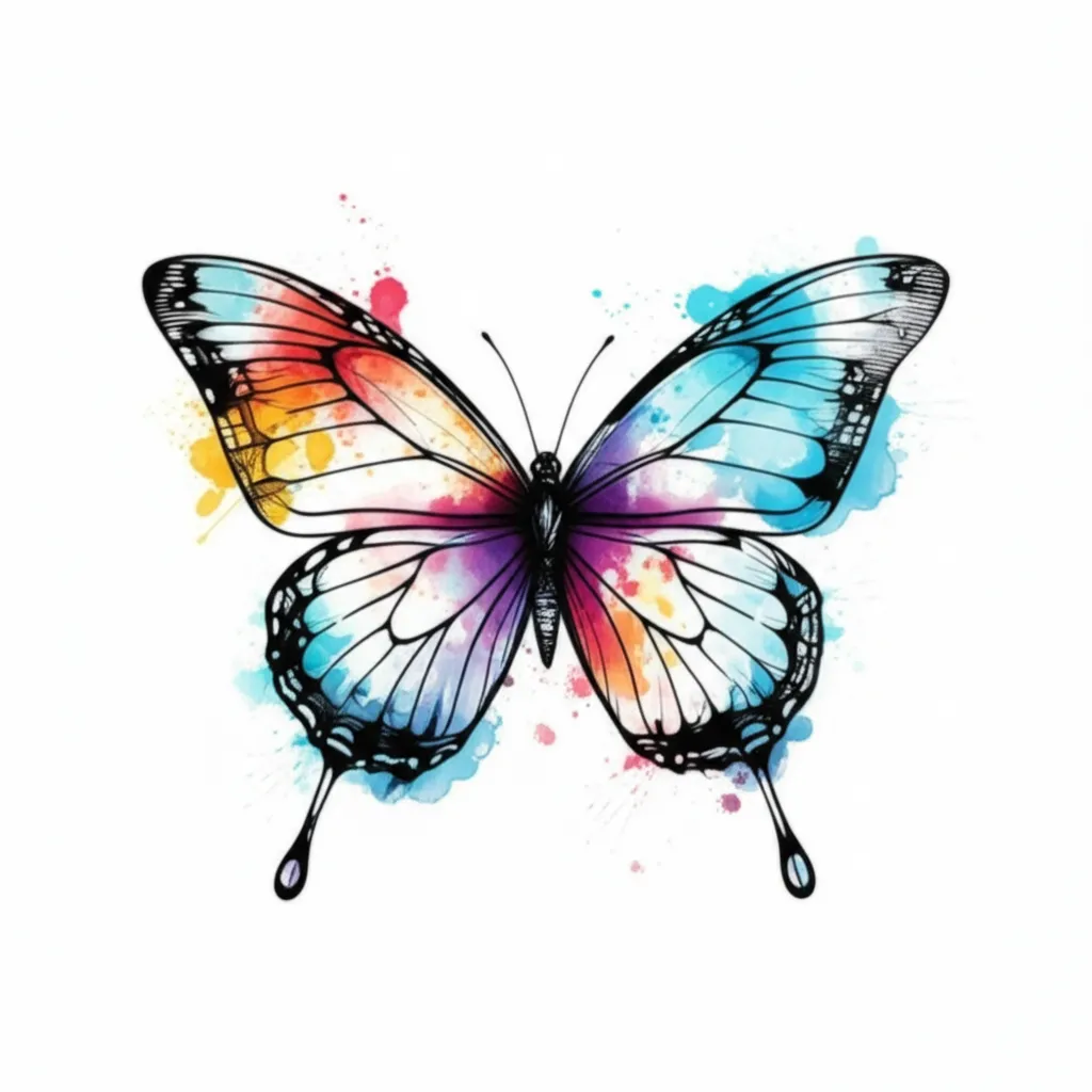 Watercolor Butterfly Tattoo Design Idea