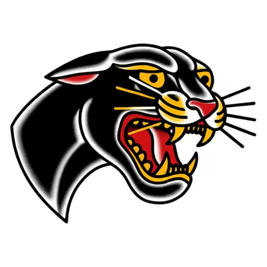 American Traditional Panther Tattoo Design