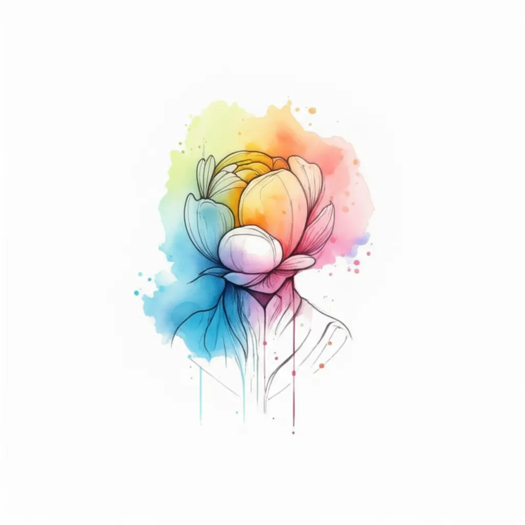 Watercolor Flower Head Tattoo Design Watercolor Flower Head Tattoo Design
