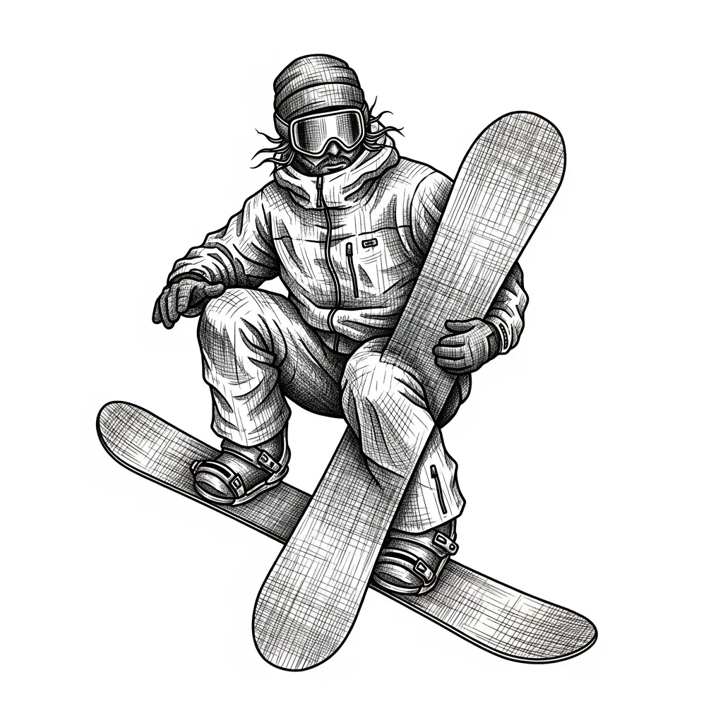 Illustrative Snowboarding Sleeve Tattoo Design
