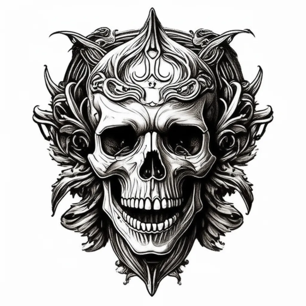 Gothic Skull Tattoo: Faith Over Fortune Design