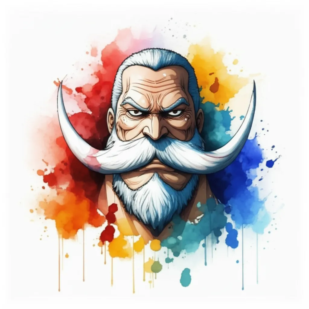Watercolor Whitebeard Tattoo - One Piece Anime Art Watercolor Whitebeard Tattoo - One Piece Anime Art