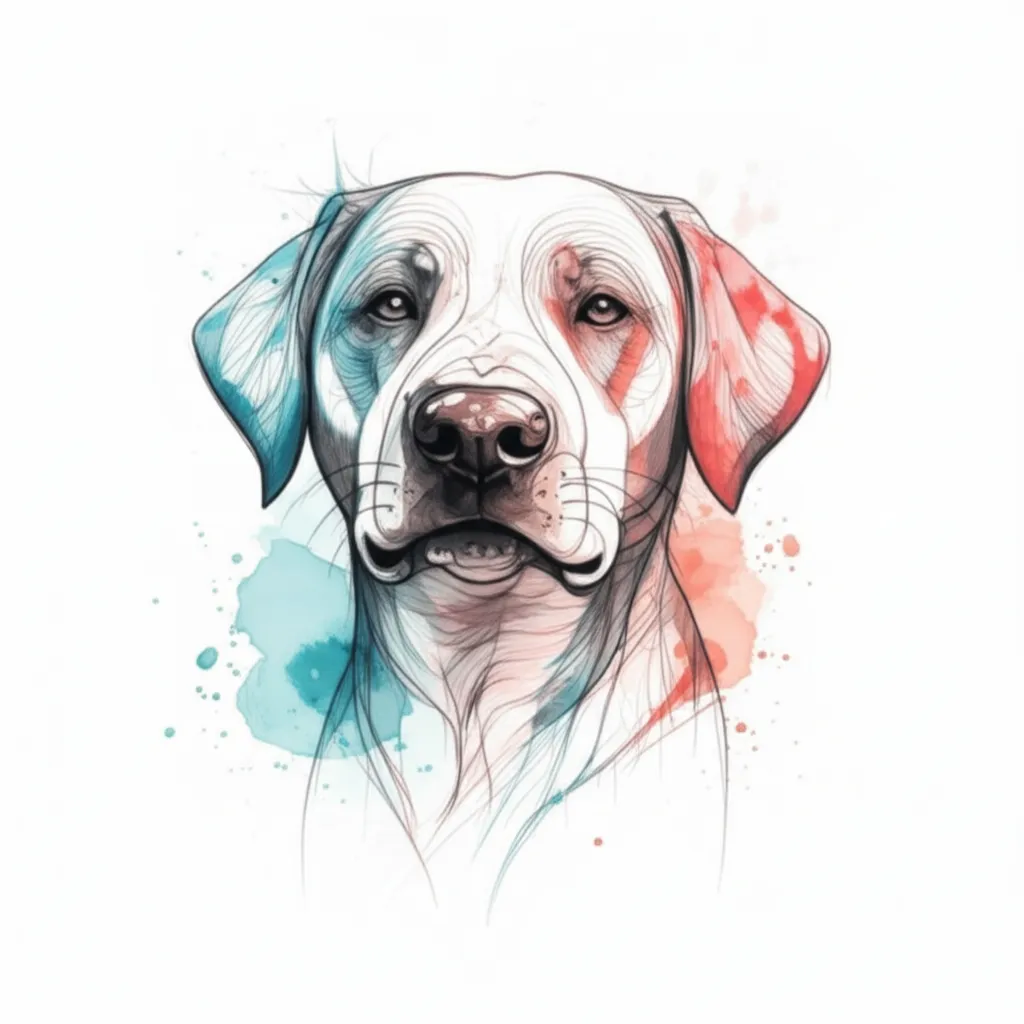 Watercolor Dog Tattoo Design - AT EST 1997 Watercolor Dog Tattoo Design - AT EST 1997