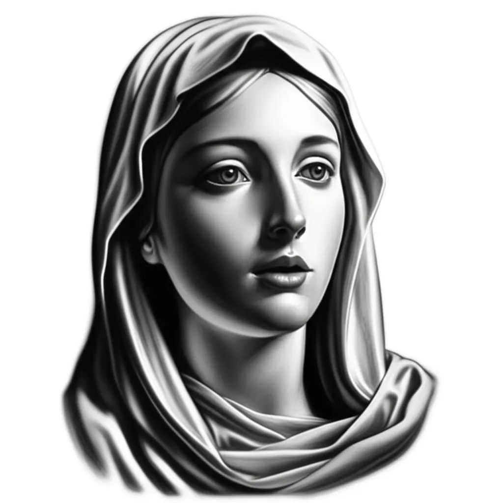 Happy Virgin Mary Realism Tattoo Design