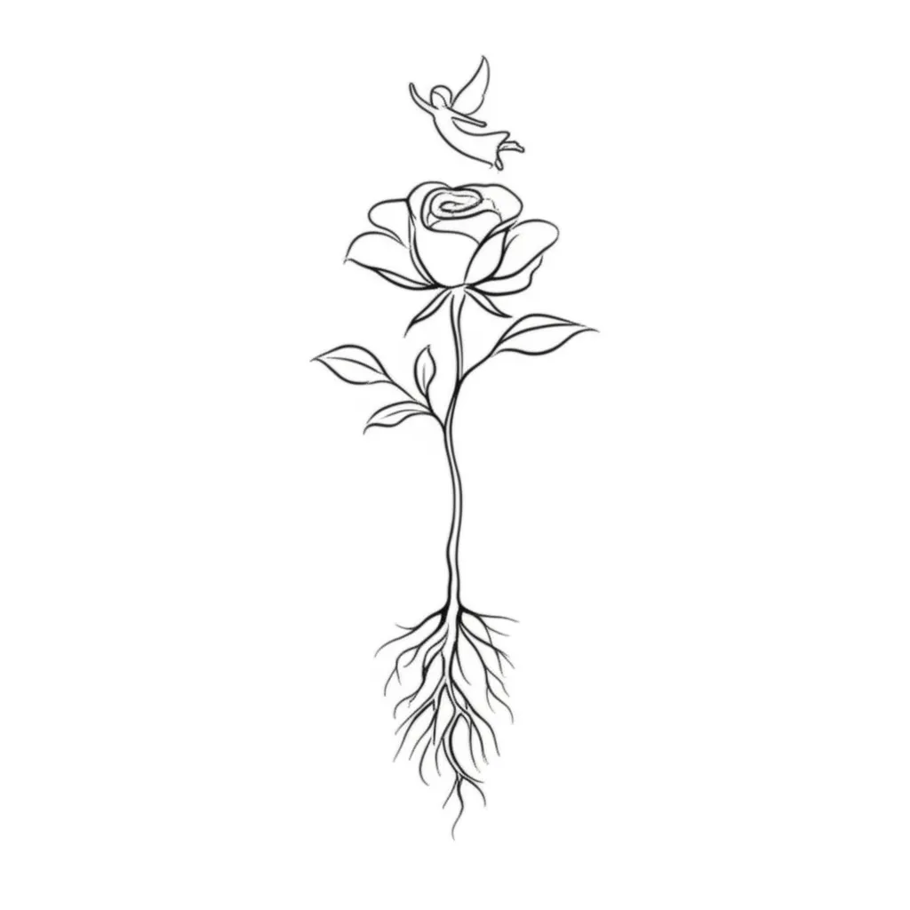 Minimalist Flower with Angel Tattoo Design Minimalist Flower with Angel Tattoo Design