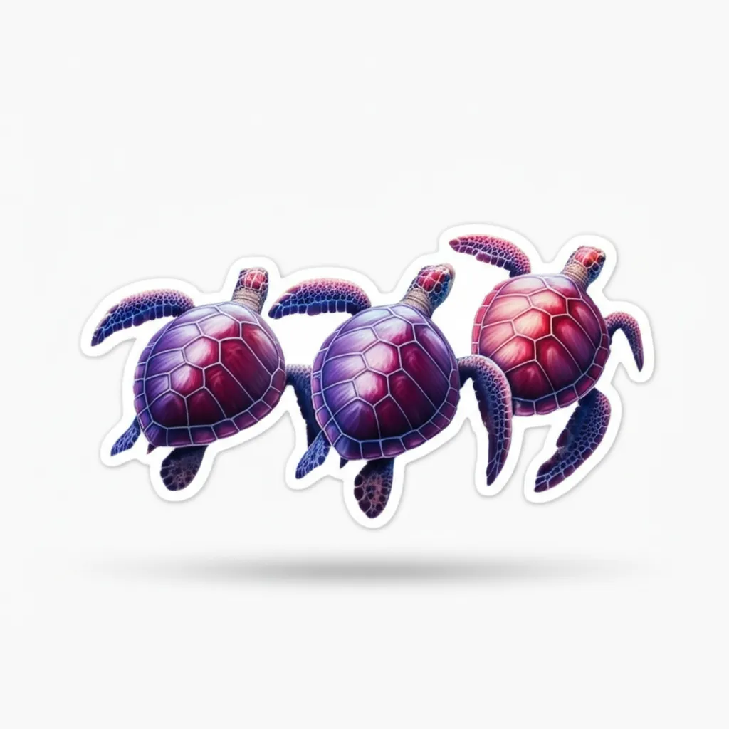 3D Purple and Pink Sea Turtle Tattoo Design