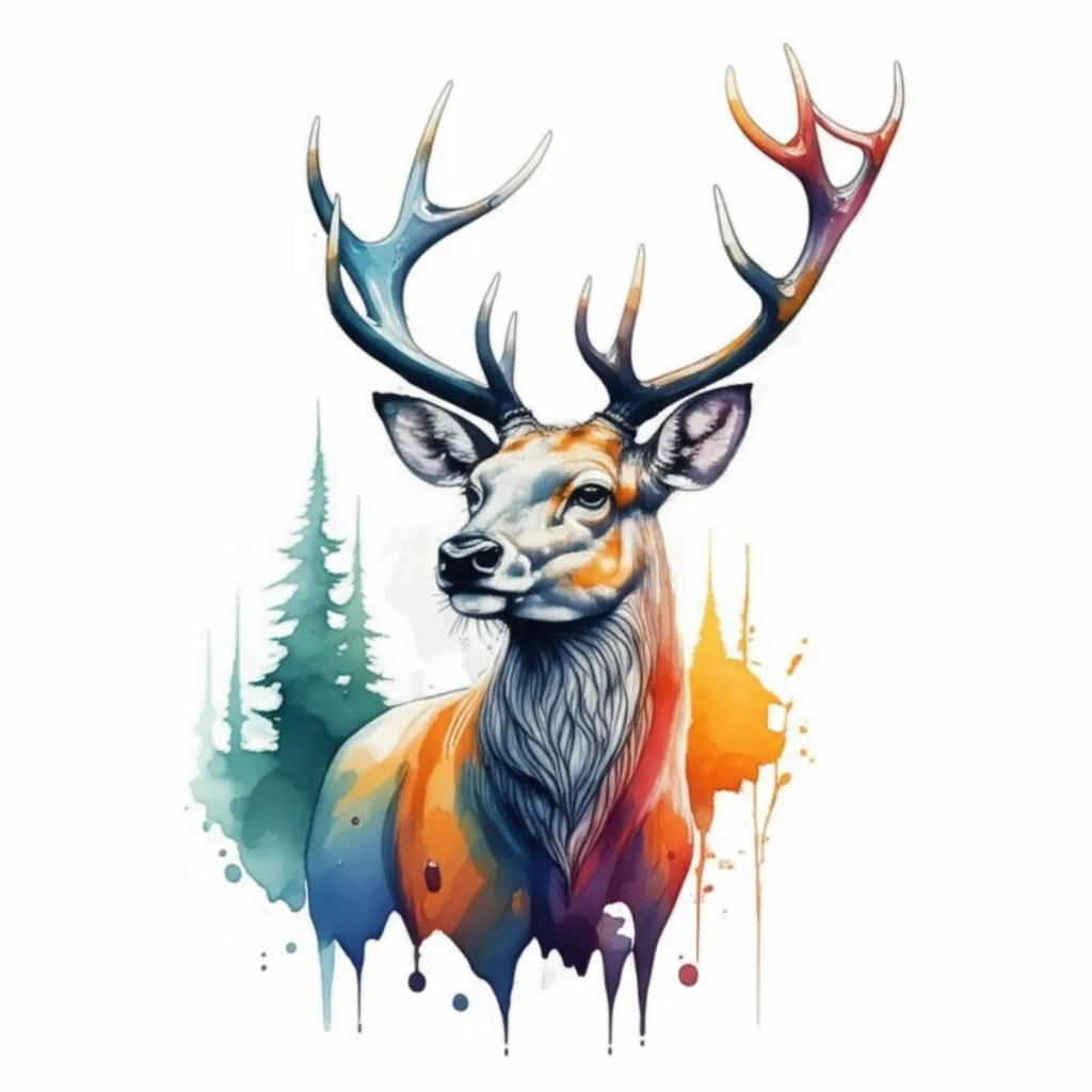 Watercolor Deer Tattoo: A Majestic Hunting & Outdoors Design Watercolor Deer Tattoo: A Majestic Hunting & Outdoors Design
