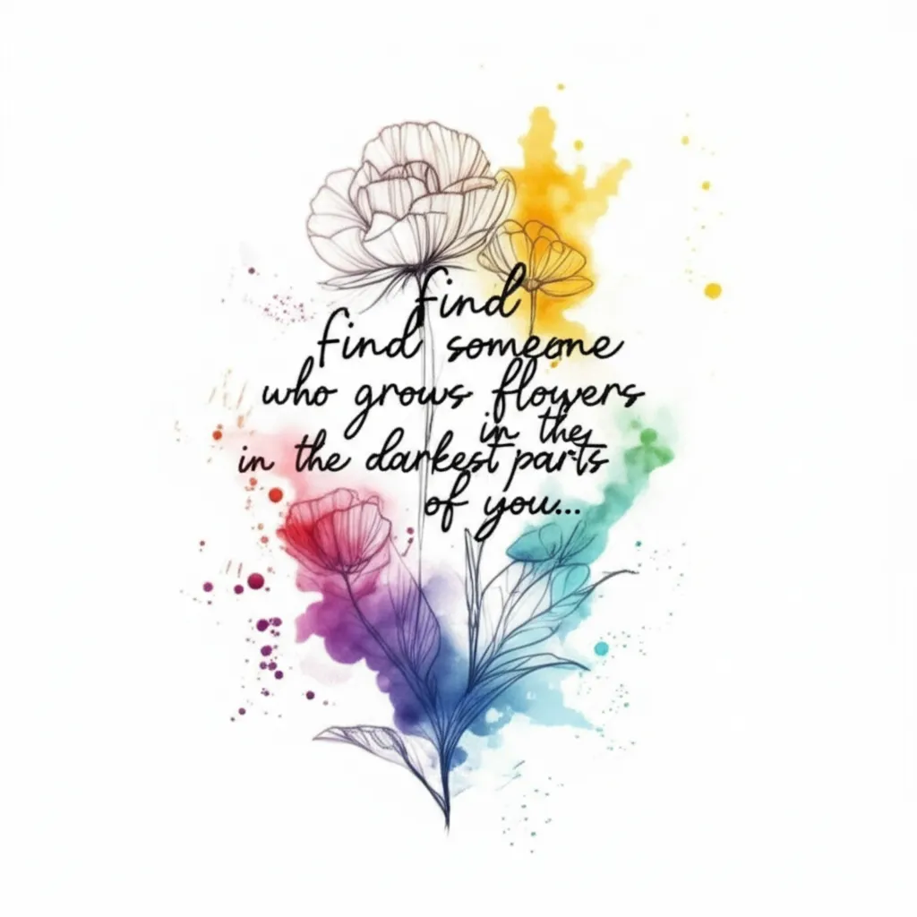 Watercolor Flower Tattoo: Find Someone Who Grows Flowers in the Darkest Parts of You
