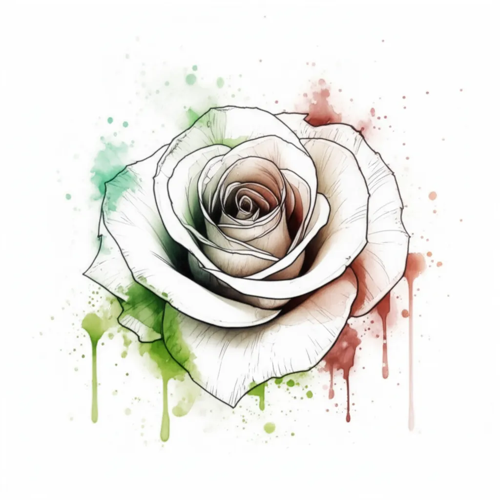 Watercolor Money Rose Tattoo Design Watercolor Money Rose Tattoo Design