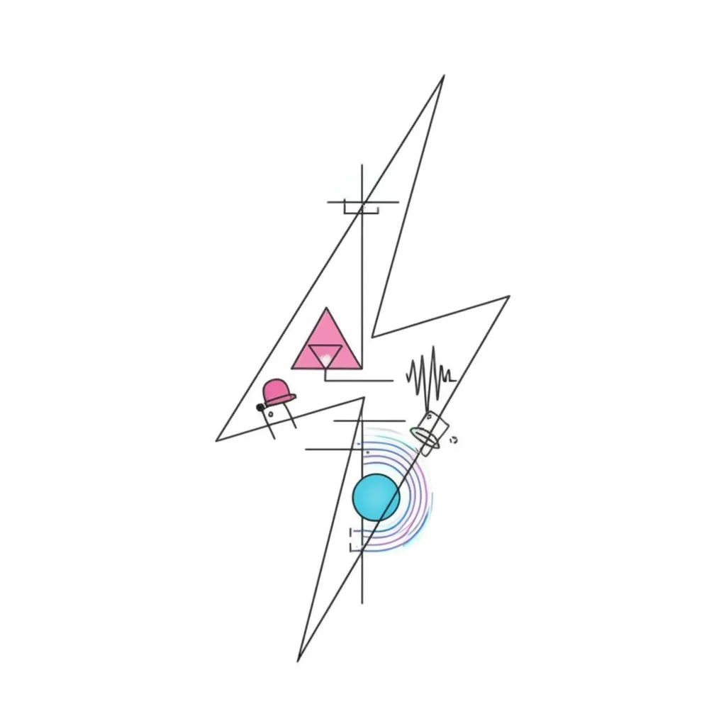 Minimalist Lightning Bolt Tattoo with Geometric Shapes - Unique Design