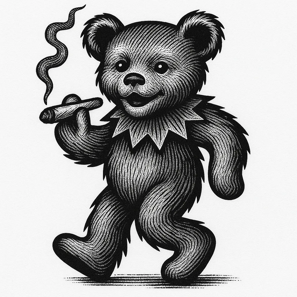 Grateful Dead Bear Blackwork Tattoo Design Grateful Dead Bear Blackwork Tattoo Design