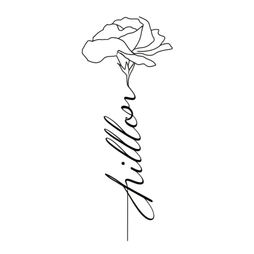 Minimalist May Birth Flower Tattoo with Name Hilton