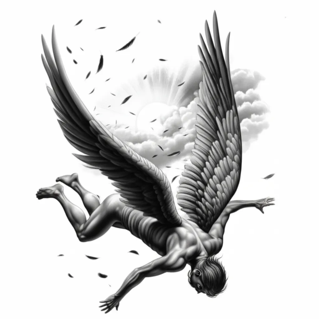Fallen Angel Tattoo: Realistic Design with Luke 10:18