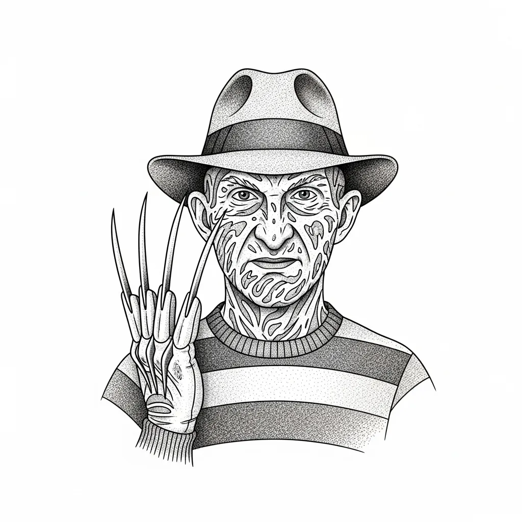 Freddy Krueger Fine Line Tattoo Design