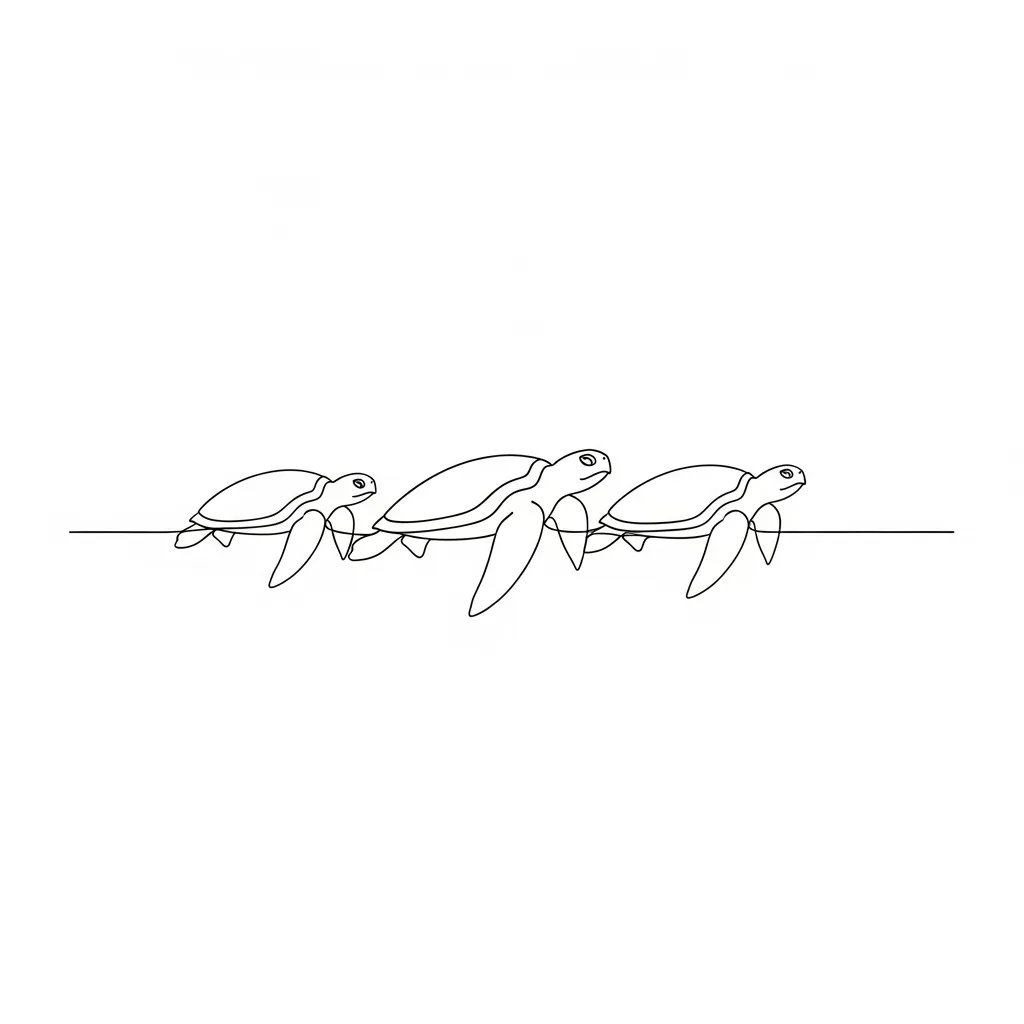 Three Sea Turtles Minimalist Tattoo Design Three Sea Turtles Minimalist Tattoo Design