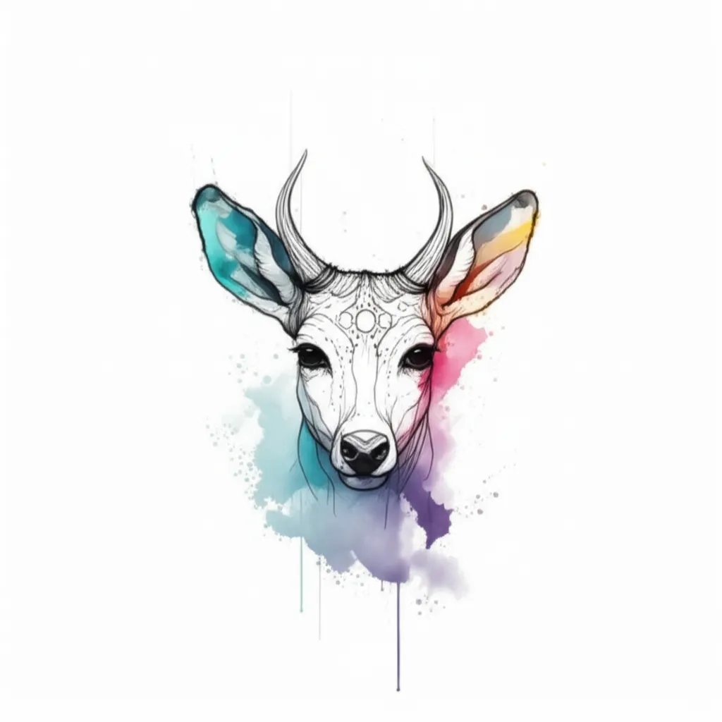 Watercolor Deer Cover Up Tattoo Idea Watercolor Deer Cover Up Tattoo Idea