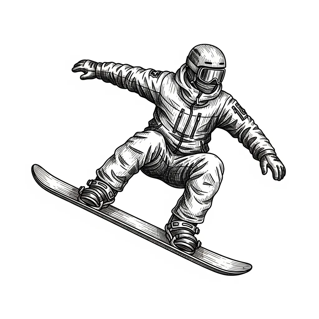 Illustrative Snowboarding Tattoo Design