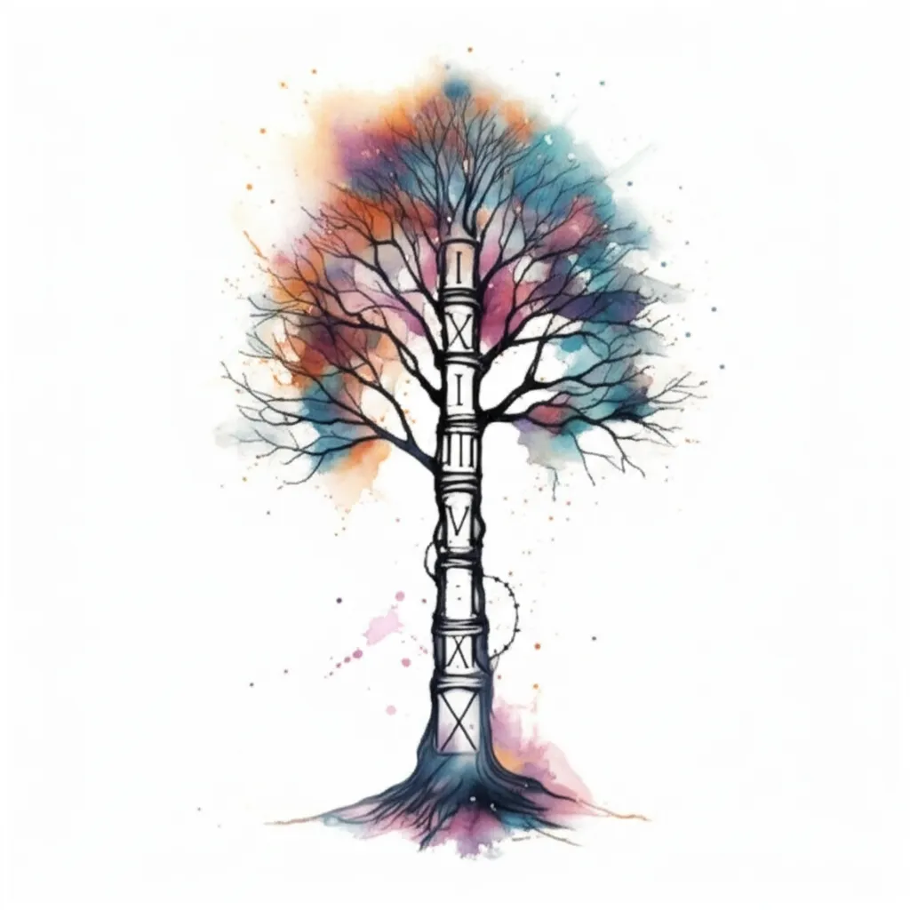 Watercolor Poison Tree Tattoo with Roman Numerals Watercolor Poison Tree Tattoo with Roman Numerals