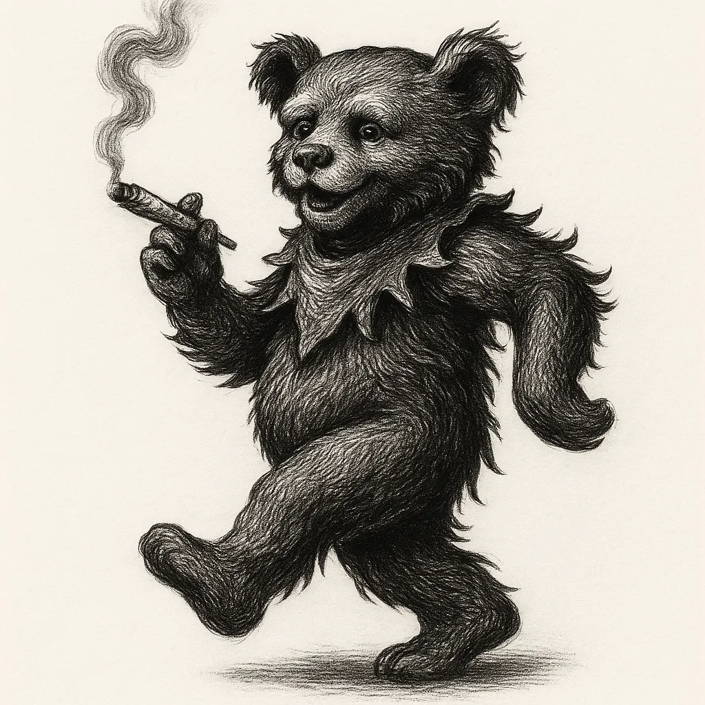 Grateful Dead Bear Tattoo: Illustrative Design with a Joint Grateful Dead Bear Tattoo: Illustrative Design with a Joint