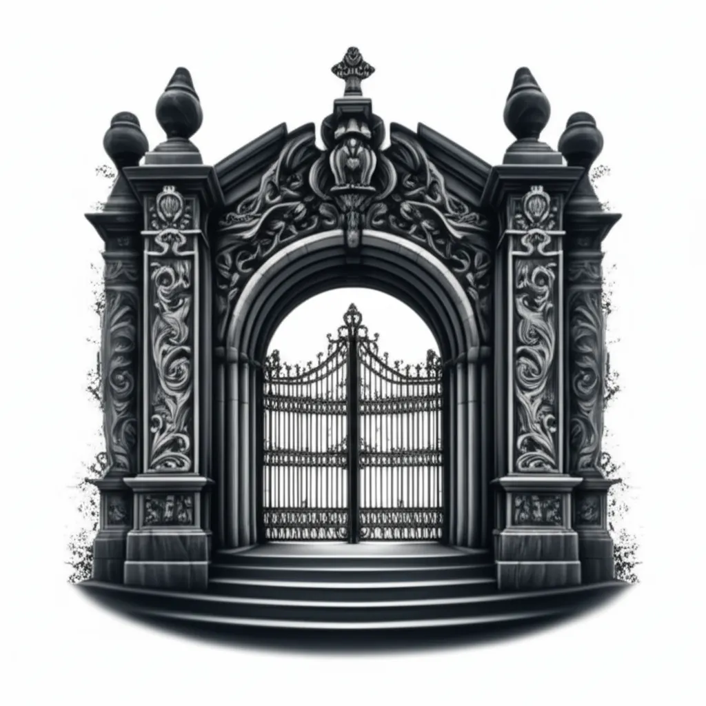 Realistic Heavens Gates Tattoo Design