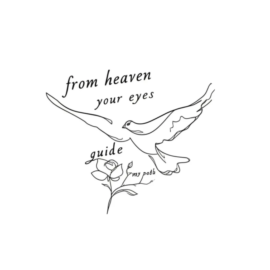 Minimalist Memorial Tattoo: Heaven's Guiding Eyes with Rose and Dove