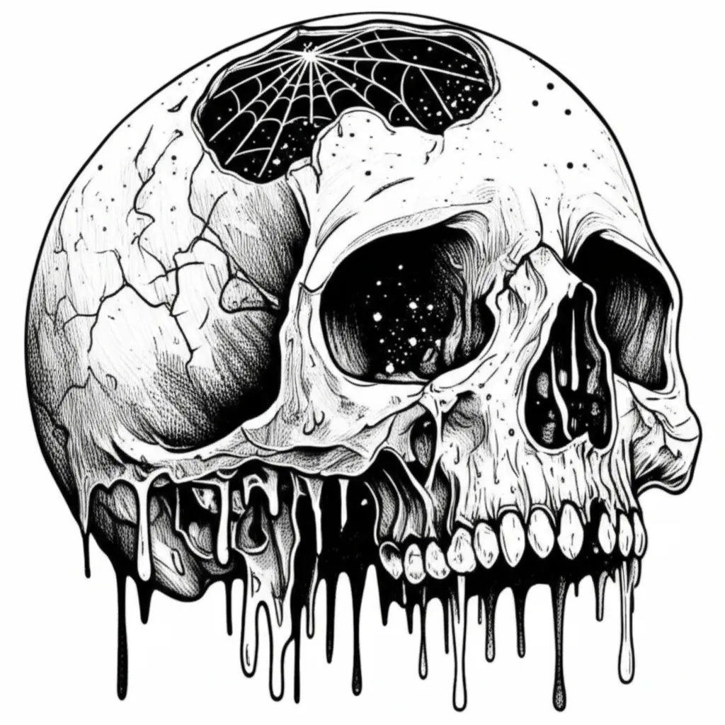 Melting Skull with Stars and Spiderweb Gothic Tattoo Melting Skull with Stars and Spiderweb Gothic Tattoo