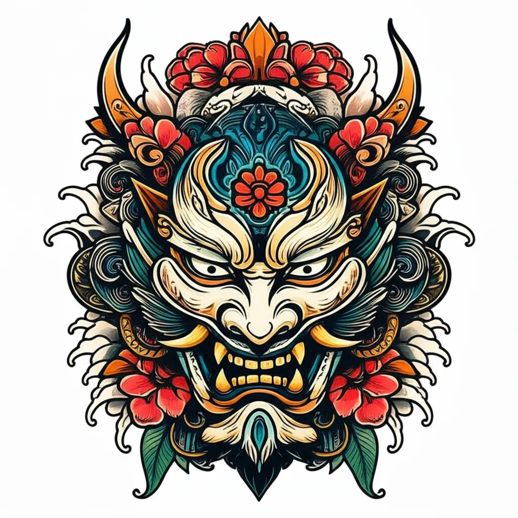 Japanese Traditional Oni Mask Tattoo Design Japanese Traditional Oni Mask Tattoo Design
