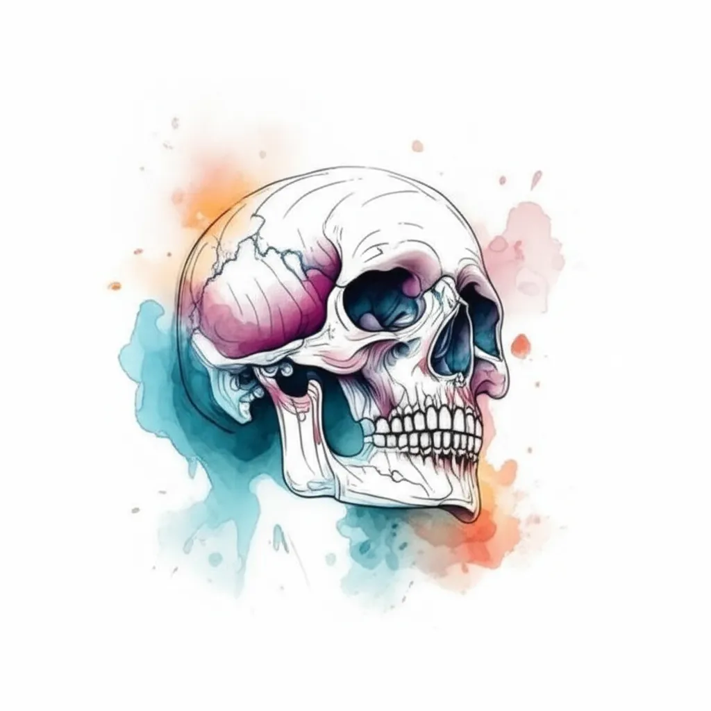 Watercolor Skeleton Hand Tattoo Design