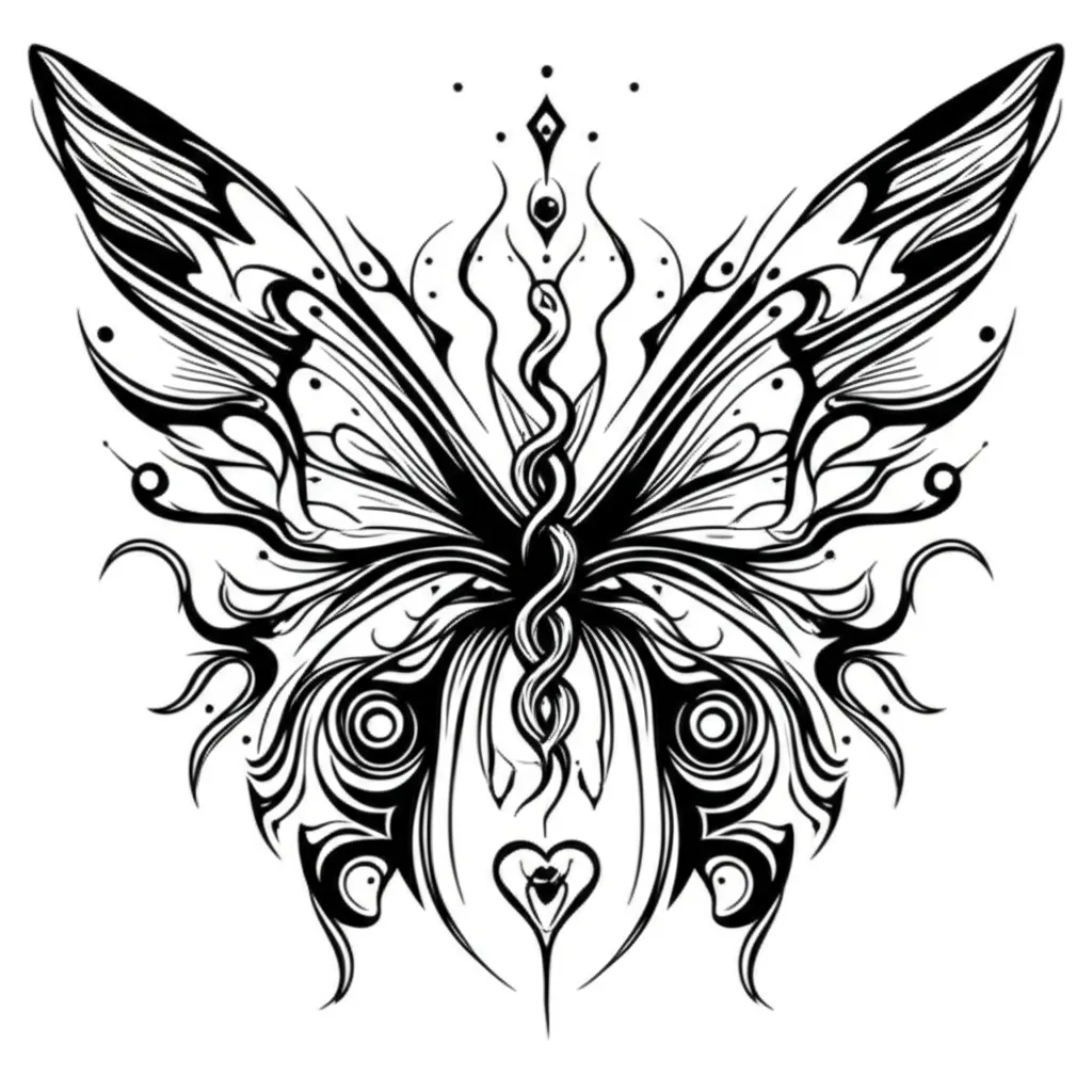 Cyber Sigilism Butterfly Wings & Snake Spine Tattoo Design Cyber Sigilism Butterfly Wings & Snake Spine Tattoo Design
