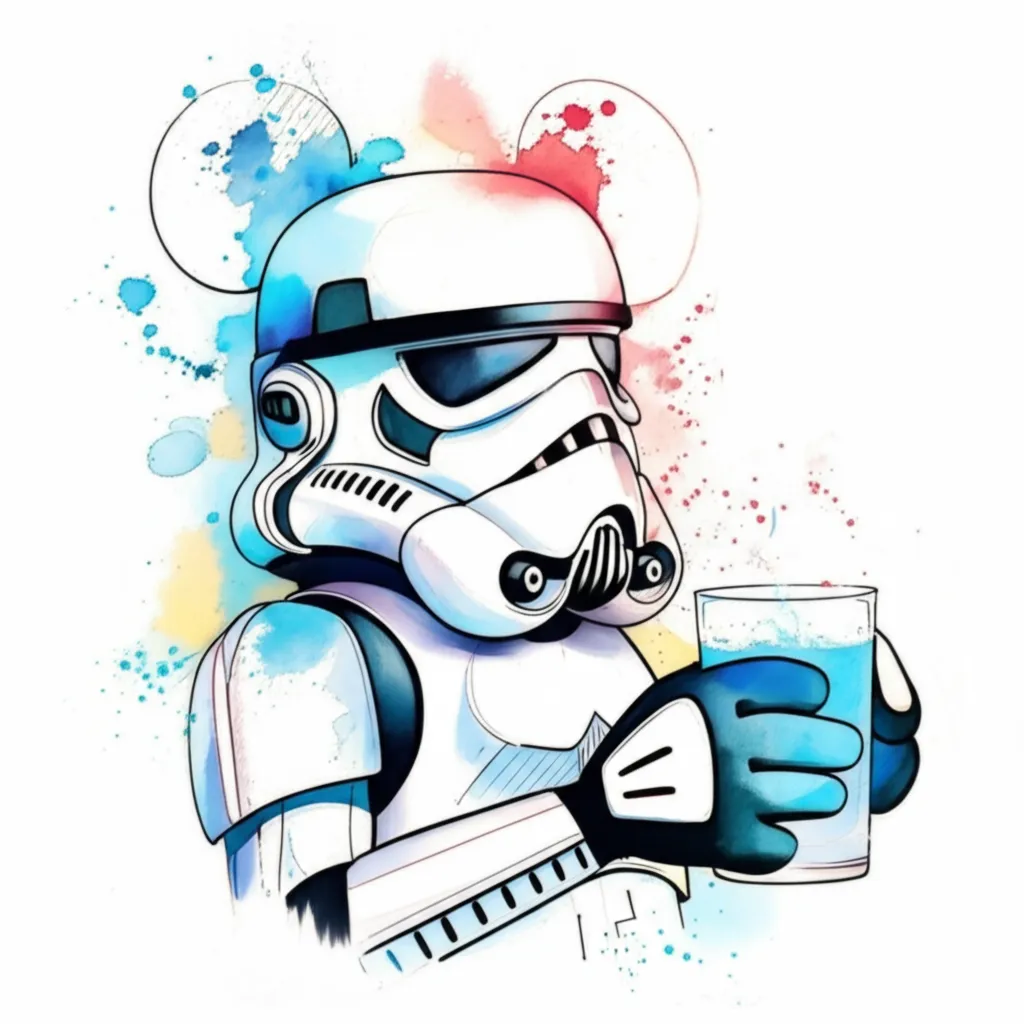 Mickey Mouse Stormtrooper Watercolor Tattoo: A Star Wars Disney Mashup