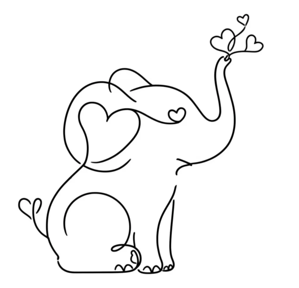 Minimalist Baby Elephant Heart Tattoo Outline Design Minimalist Baby Elephant Heart Tattoo Outline Design
